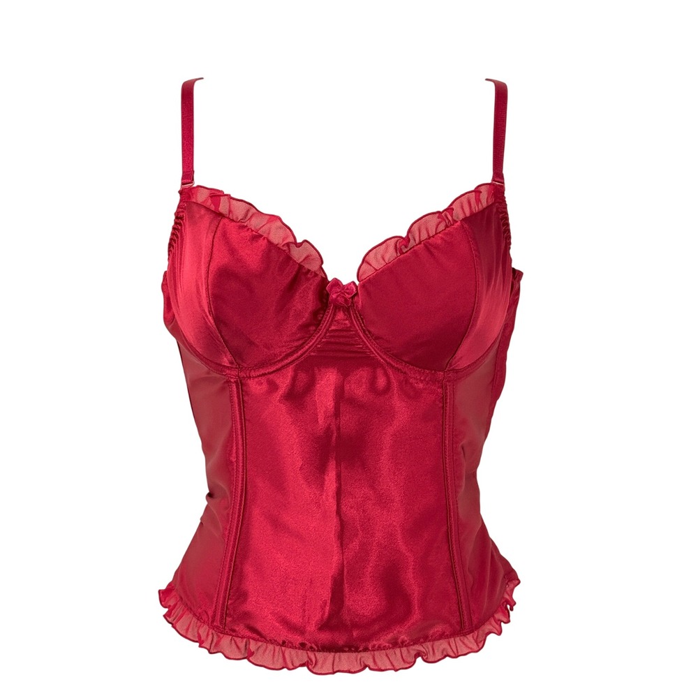Whimsigoth Corset Top Womens sz 38B Red Witchy Vamp Coquette renaissance faire